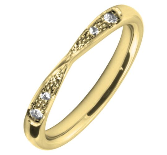 3mm Twist Shaped Wedding Ring - 0.06ct Diamond Grain Set | W288